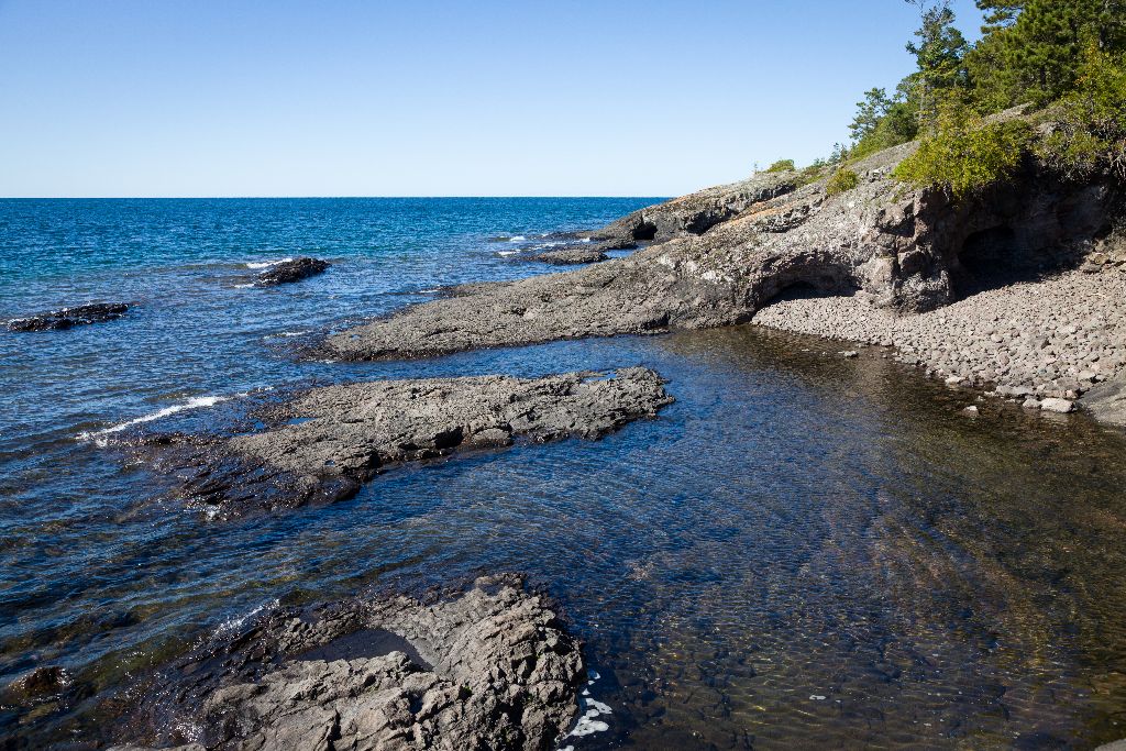 Small Caves and Shoreline at Coppermine Point, Lake Superior Canadian Shore
